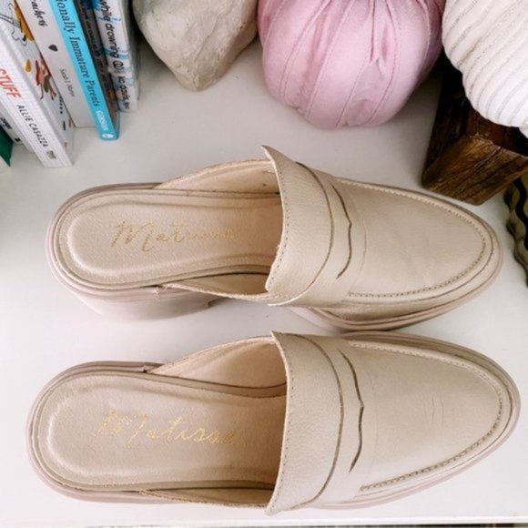 Matisse Footwear Kelly Platform Mule Oxford Cream Beige Minimalist Leather New 8 - Picture 8 of 13
